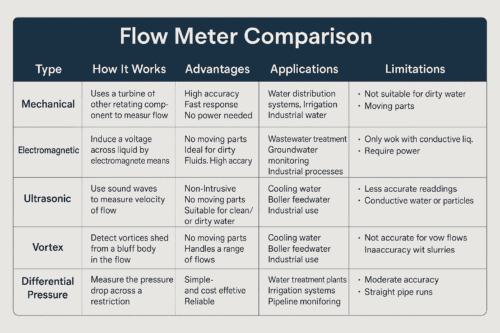 chart showing flow meter differences