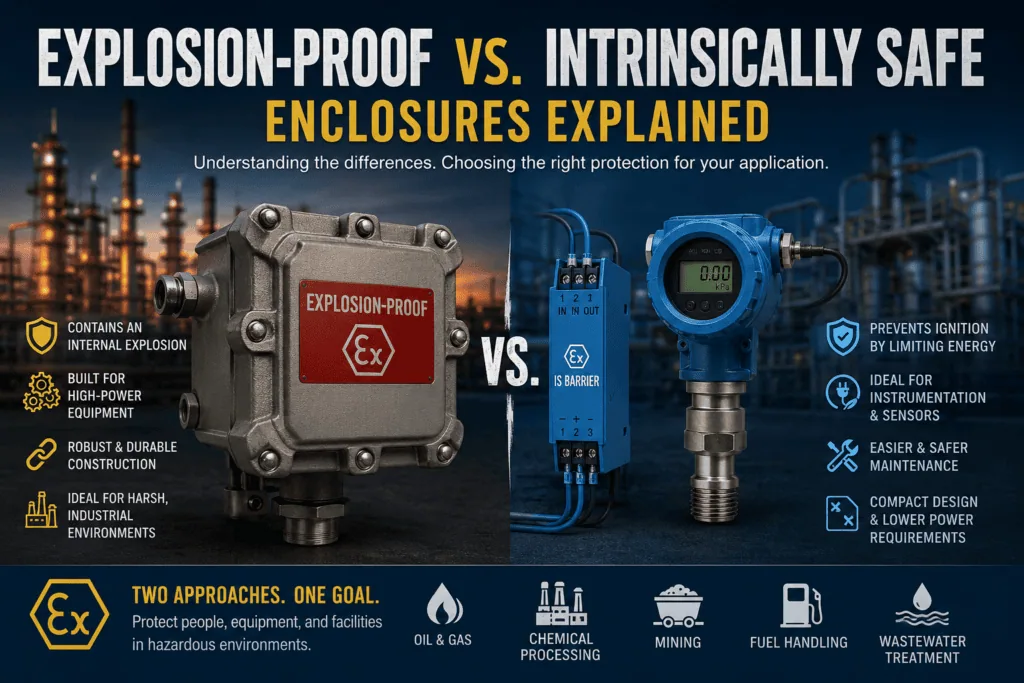 Explosion-Proof vs. Intrinsically Safe Enclosures Explained