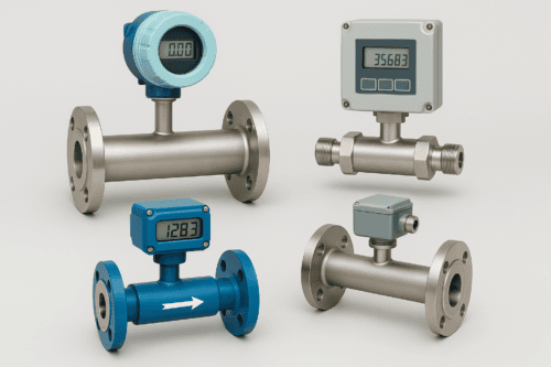 group of flow meters turbine and magnetic flow meter